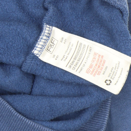 F&F Boys Blue 4-5 Years Pullover Sweatshirt Cotton ONLY GOOD TIMES