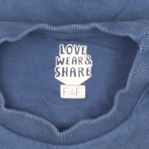 F&F Boys Blue 4-5 Years Pullover Sweatshirt Cotton ONLY GOOD TIMES