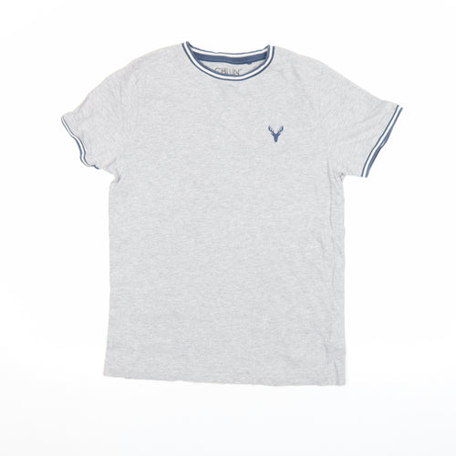 Next Boys Grey 14 Years Cotton Crew Neck Logo T-Shirt