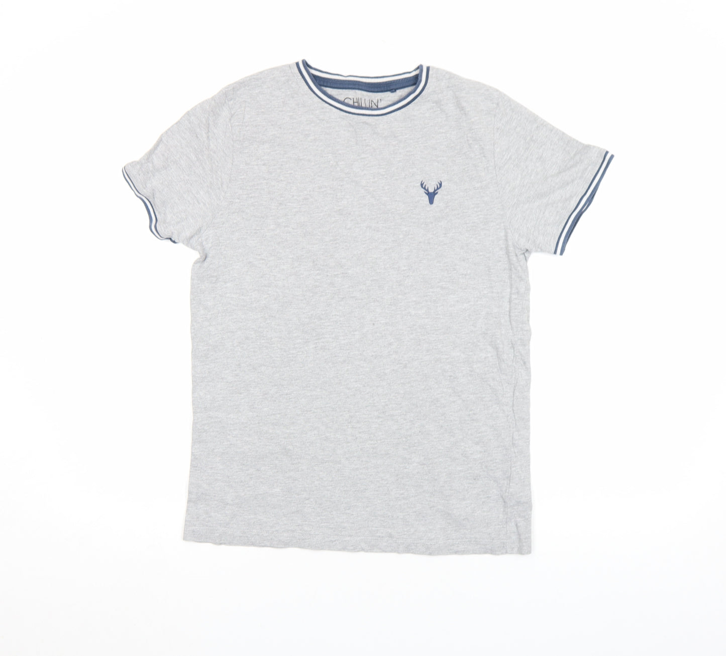 Next Boys Grey 14 Years Cotton Crew Neck Logo T-Shirt
