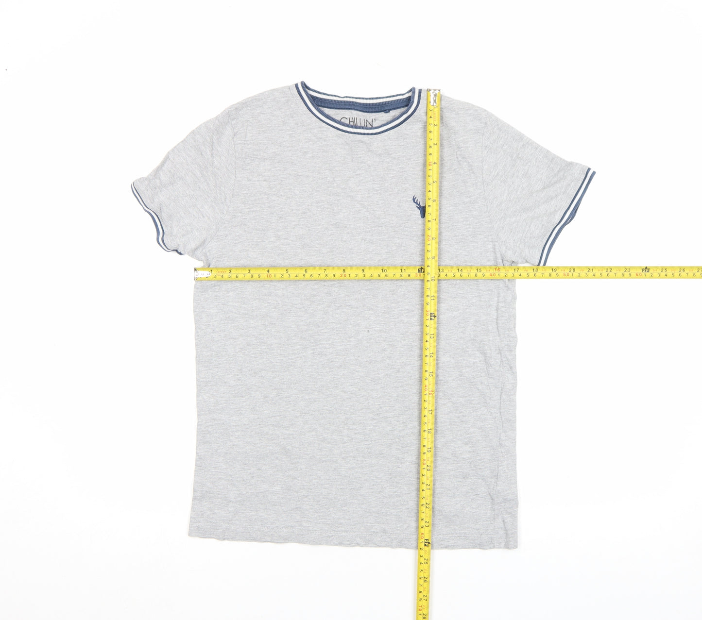 Next Boys Grey 14 Years Cotton Crew Neck Logo T-Shirt