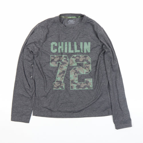 Rebel by Primark Boys Grey Long Sleeve Graphic T-Shirt 12-13 Years
