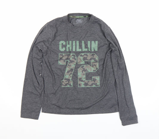 Rebel by Primark Boys Grey Long Sleeve Graphic T-Shirt 12-13 Years