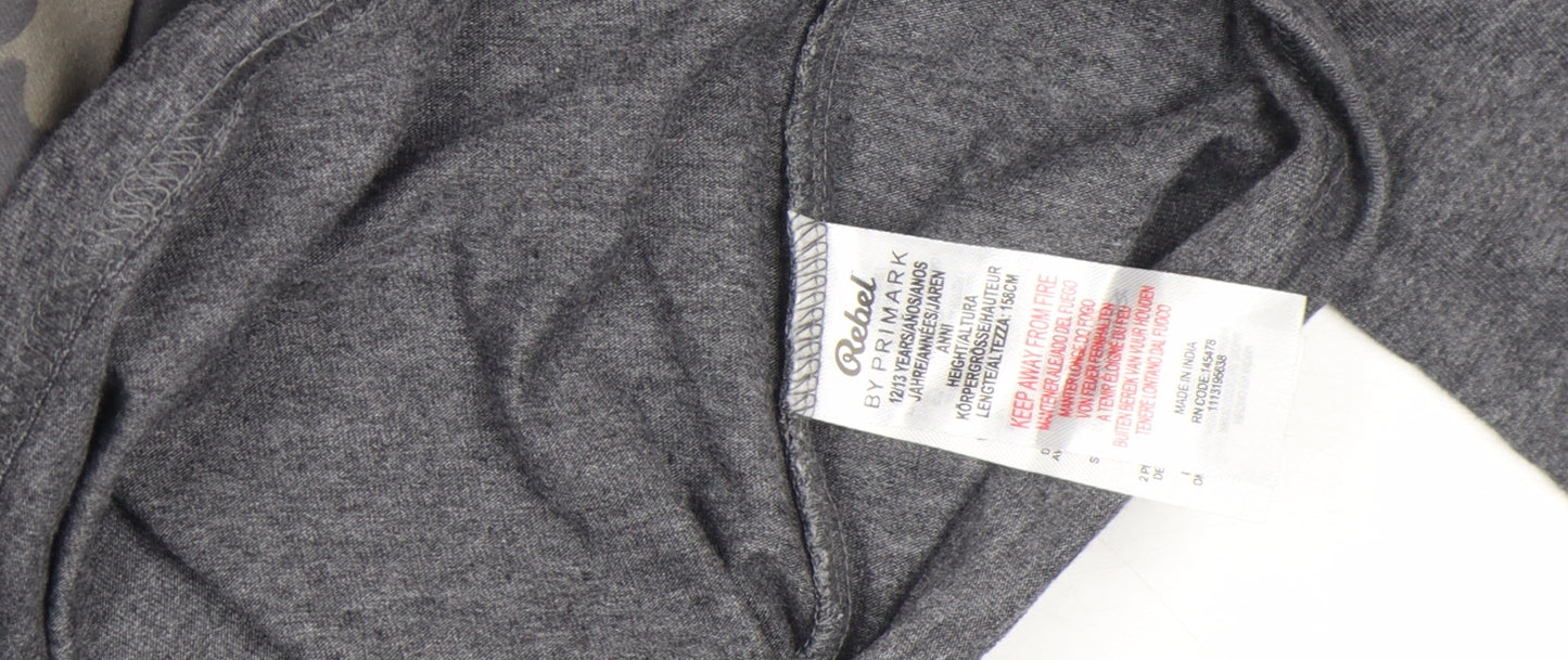 Rebel by Primark Boys Grey Long Sleeve Graphic T-Shirt 12-13 Years