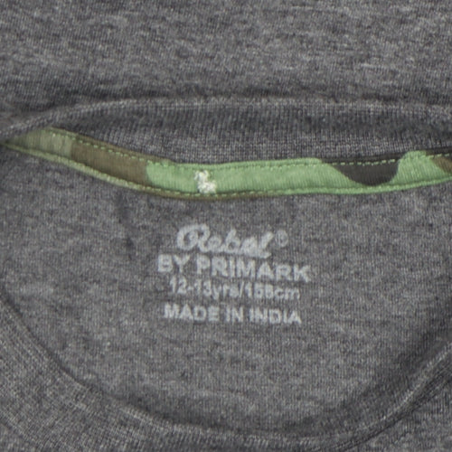 Rebel by Primark Boys Grey Long Sleeve Graphic T-Shirt 12-13 Years