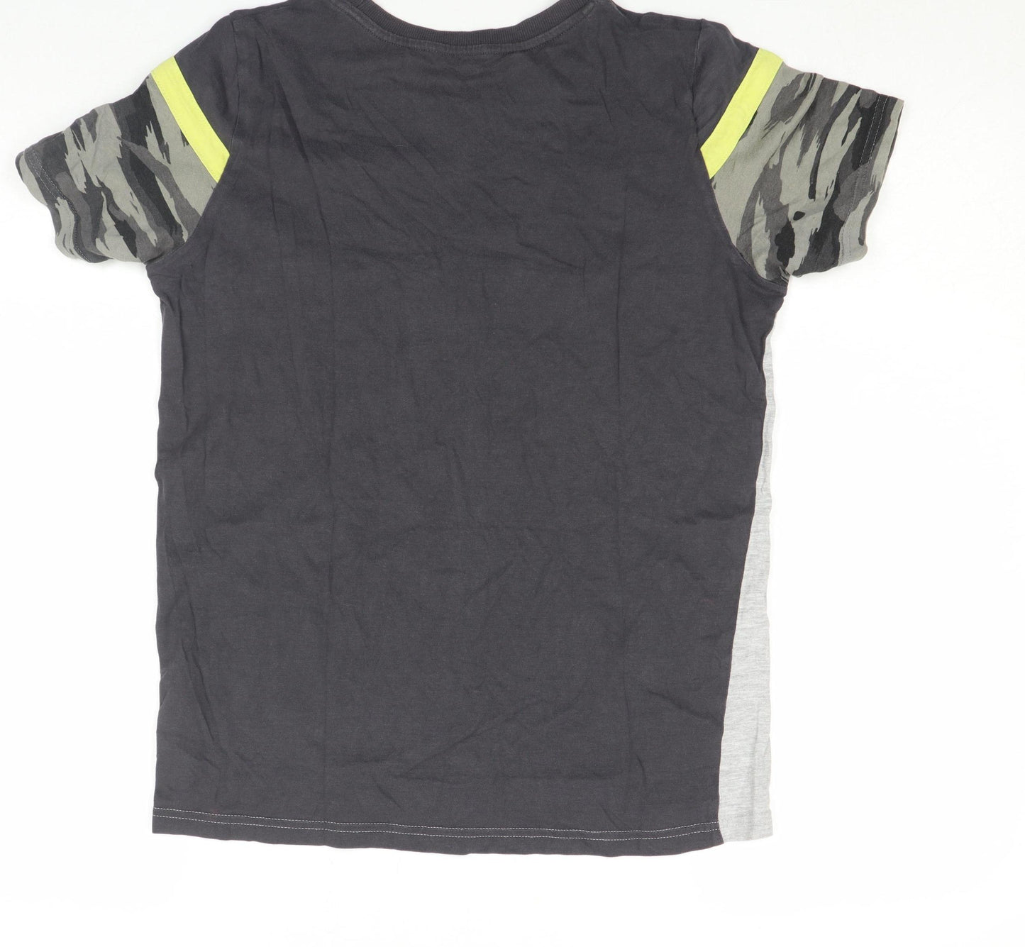 Marks and Spencer Boys Grey Camouflage Short Sleeve Cotton T-Shirt 2-3 Years