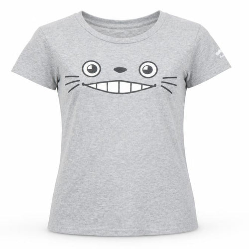 Earth Positive Girls Grey Totoro Graphic T-Shirt Size S Organic Cotton