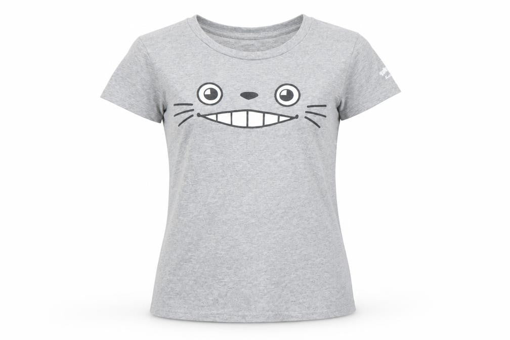 Earth Positive Girls Grey Totoro Graphic T-Shirt Size S Organic Cotton