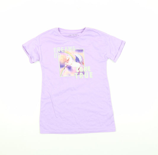 Next Girls Purple Unicorn Graphic T-Shirt 6 Years Short Sleeve