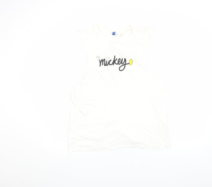 H&M Divided Women's White Mickey Mouse Sleeveless Cropped T-Shirt M