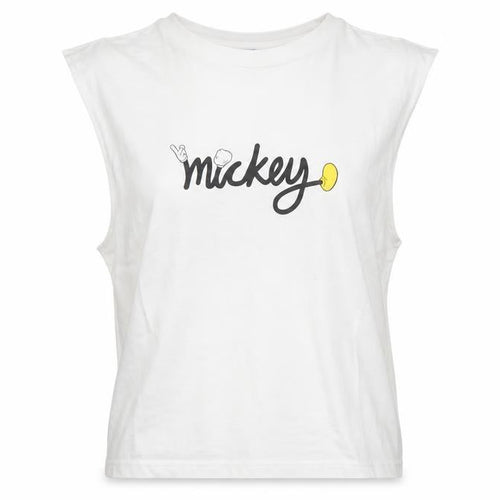 H&M Divided Women's White Mickey Mouse Sleeveless Cropped T-Shirt M