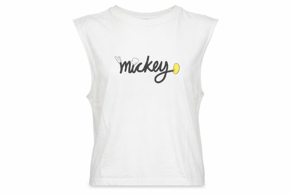 H&M Divided Women's White Mickey Mouse Sleeveless Cropped T-Shirt M