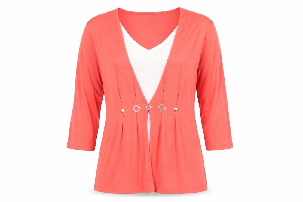 TIGI Wear Women's Pink 3/4 Sleeve V-Neck Tunic Top Size 10/12