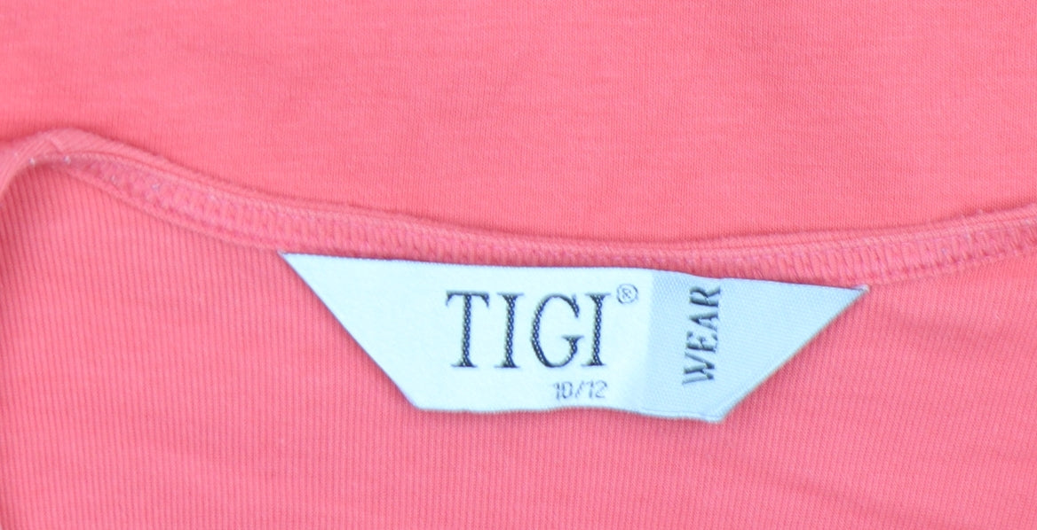 TIGI Wear Women's Pink 3/4 Sleeve V-Neck Tunic Top Size 10/12