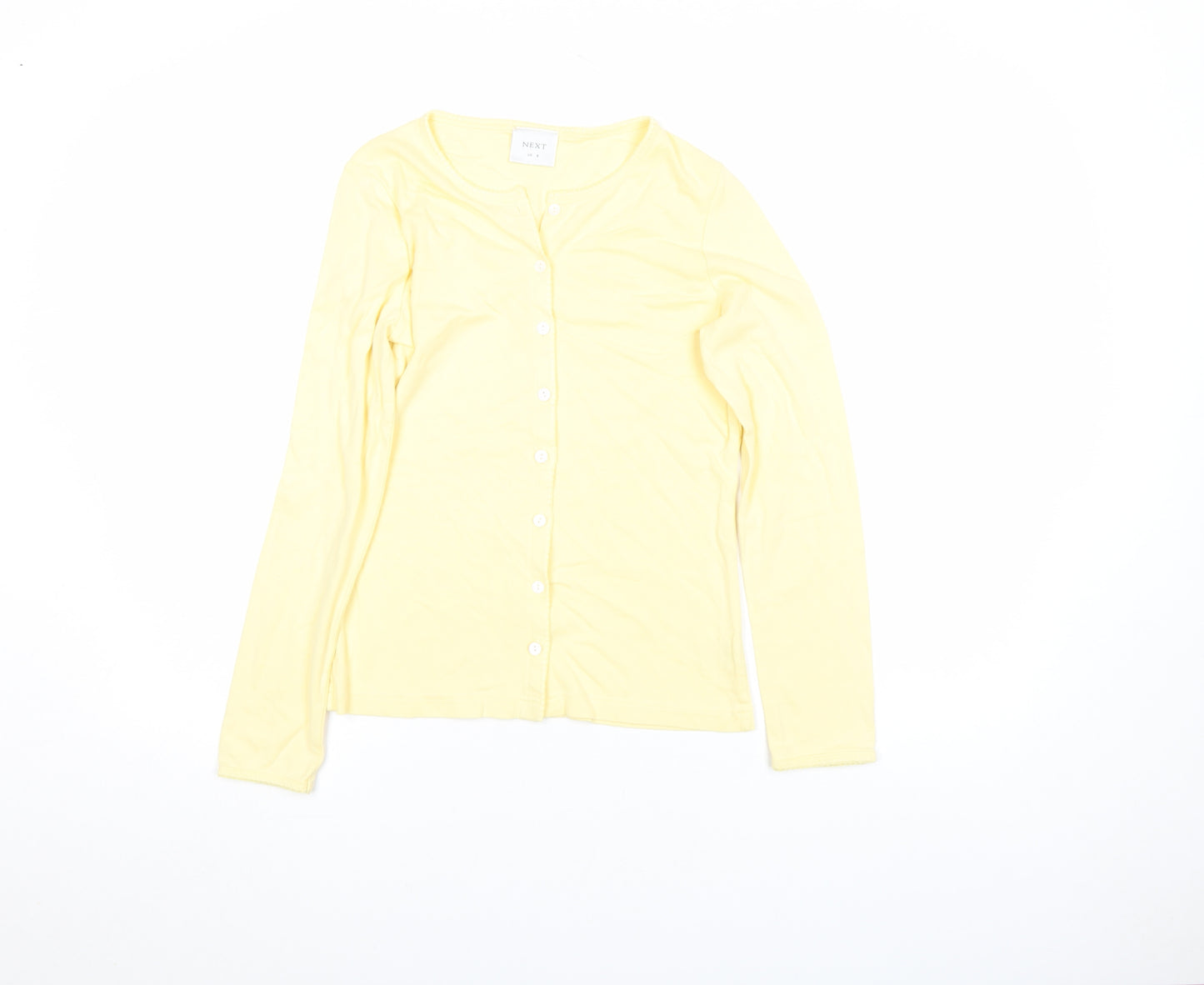 Next Women's Yellow Long Sleeve Cotton Button-Up Top UK 8