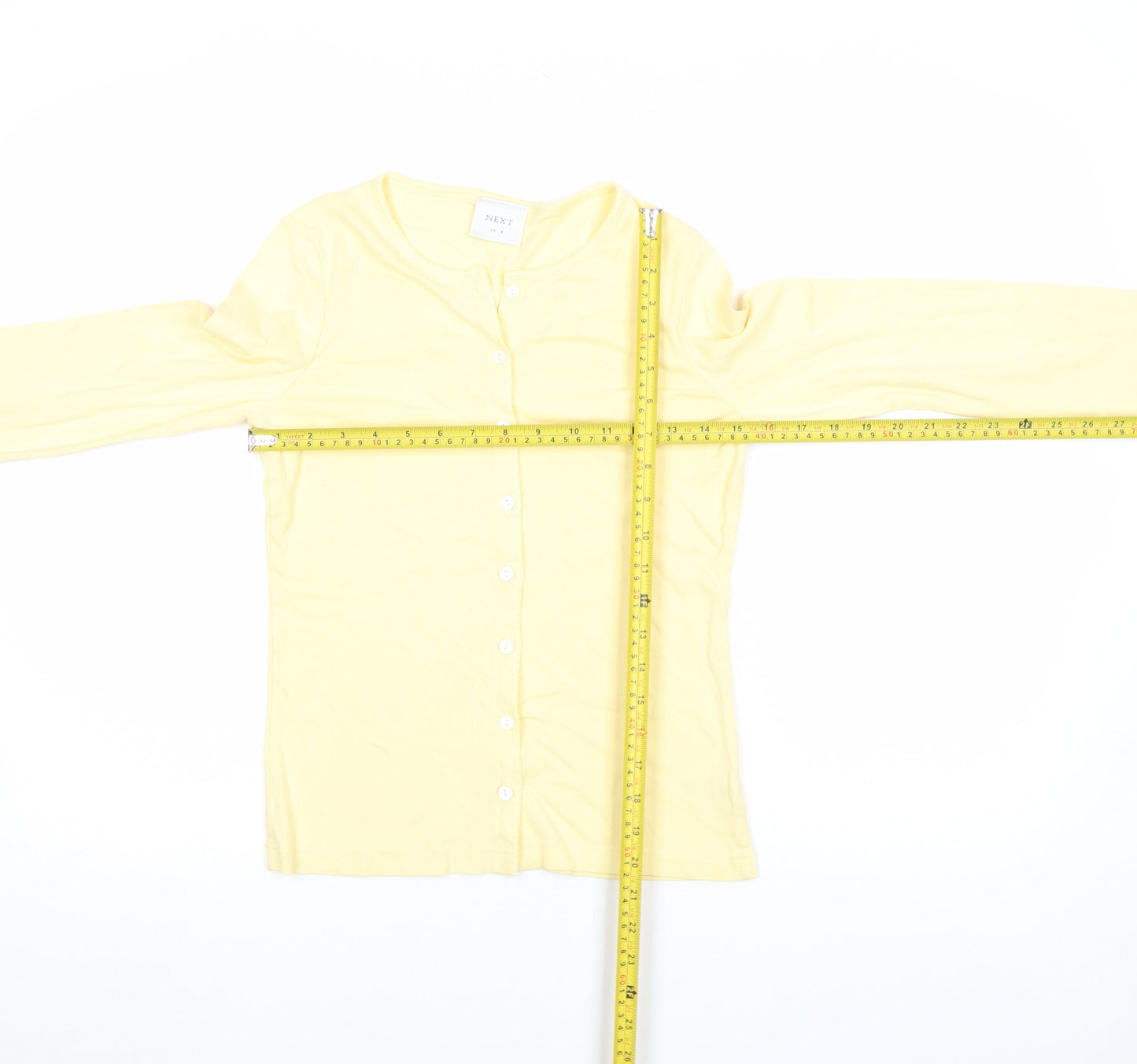 Next Women's Yellow Long Sleeve Cotton Button-Up Top UK 8
