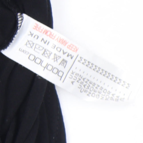 Boohoo Women’s Black Off Shoulder Pom Pom Short Dress Size M