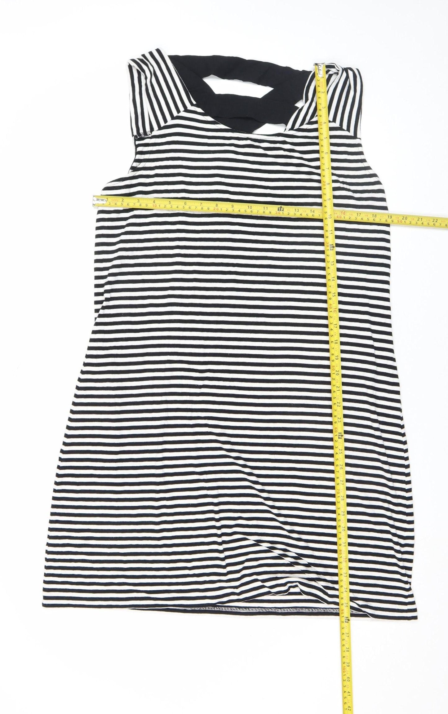 Lopez West Women’s Black Striped Bodycon Knee Length Dress Size 16