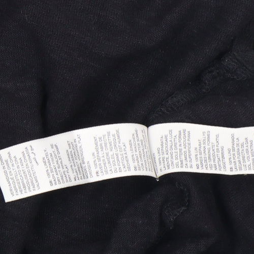 FatFace Women's Black Linen V-Neck Short Sleeve Blouse Size 18