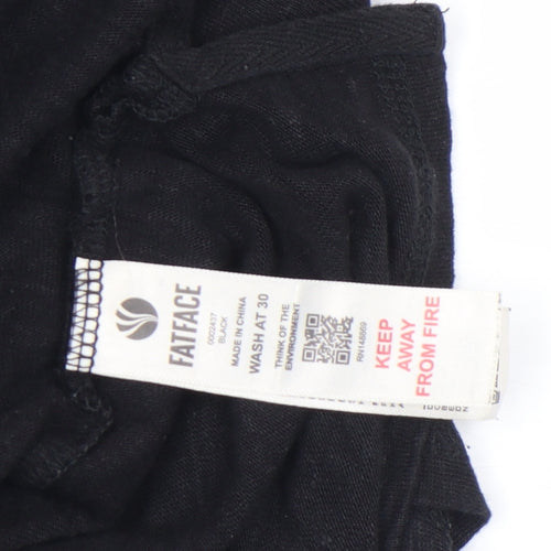 FatFace Women's Black Linen V-Neck Short Sleeve Blouse Size 18