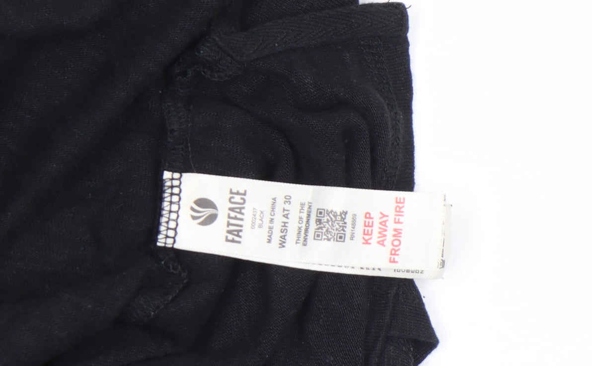 FatFace Women's Black Linen V-Neck Short Sleeve Blouse Size 18