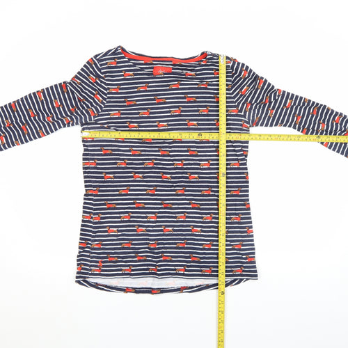 Joules Women’s Blue Dog Stripe Long Sleeve Cotton T-Shirt UK 12