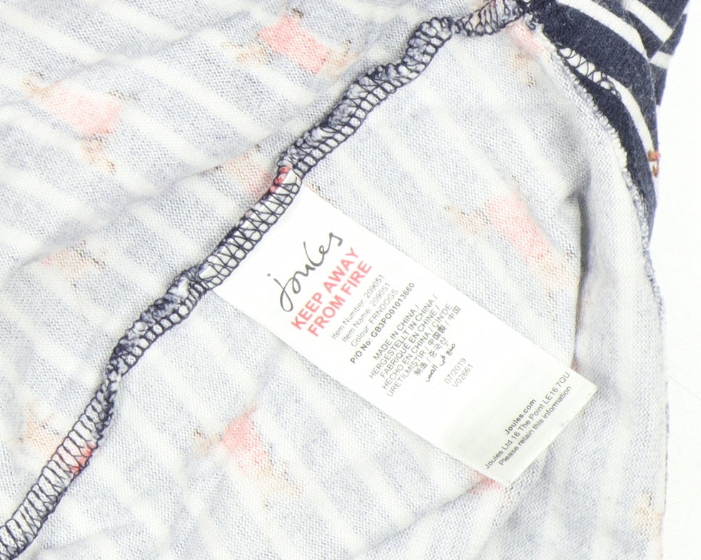 Joules Women’s Blue Dog Stripe Long Sleeve Cotton T-Shirt UK 12