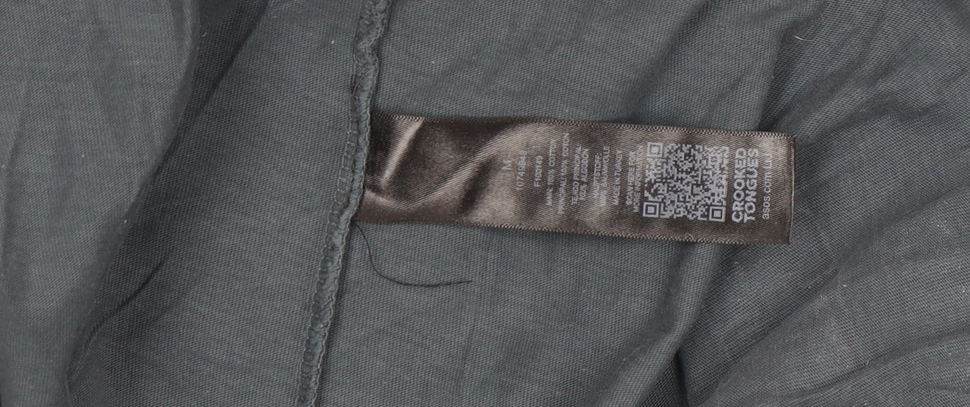 Crooked Tongues Mens Grey Funny Cartoon Graphic T-Shirt Size M