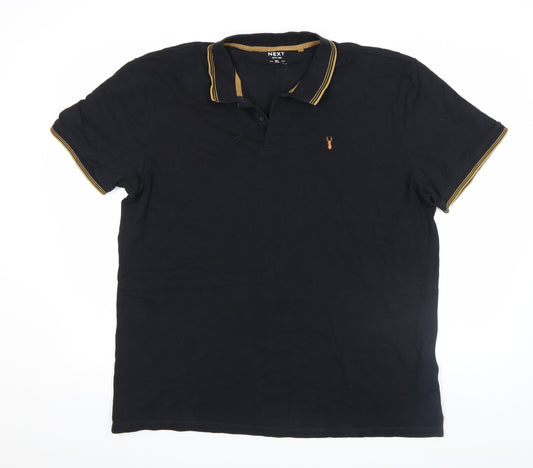 Next Men's Black XL Regular Fit Cotton Polo Shirt