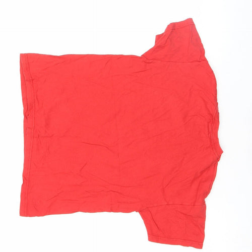 Fruit of the Loom Girls Red Christmas Santa Graphic Cotton T-Shirt M