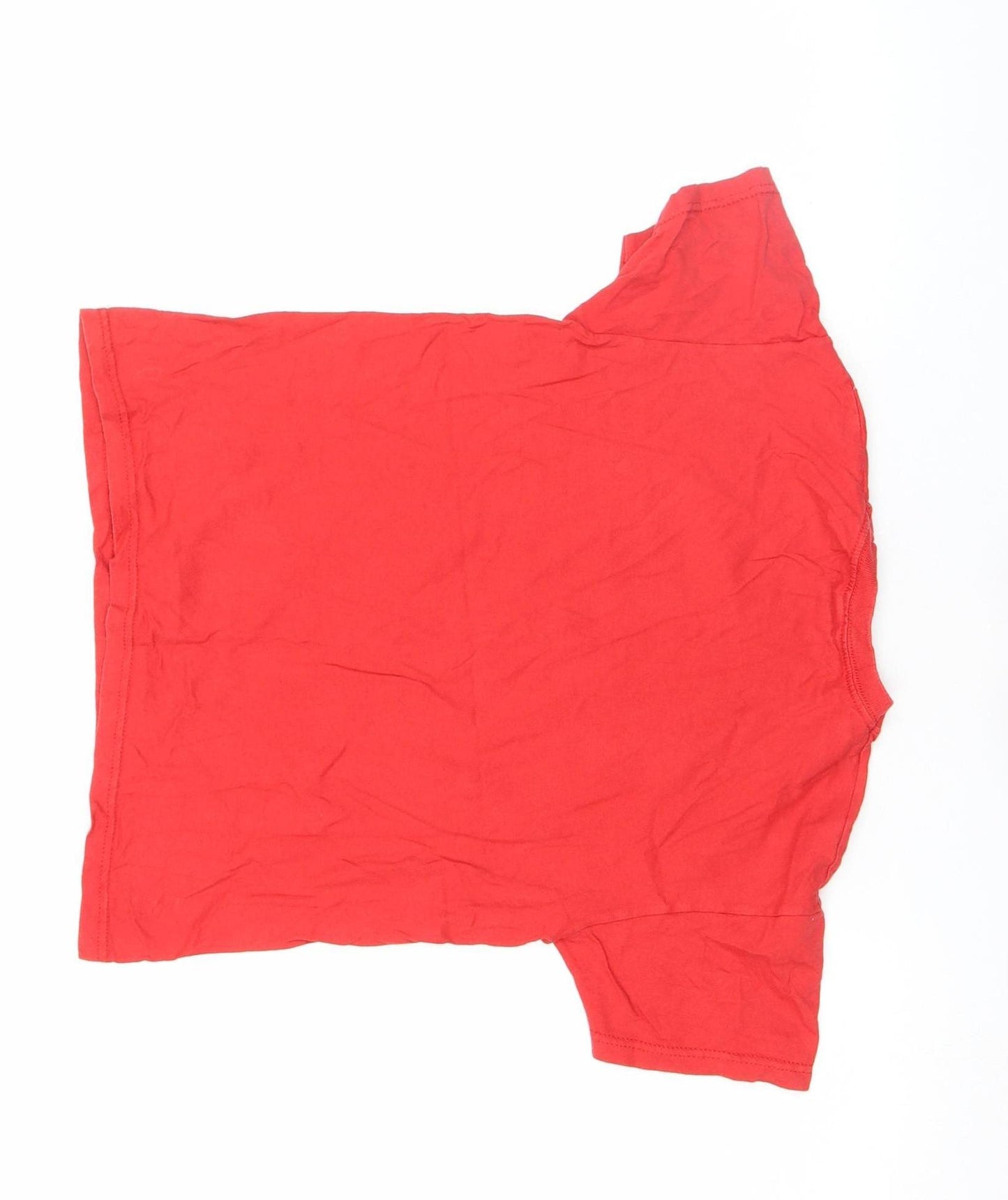 Fruit of the Loom Girls Red Christmas Santa Graphic Cotton T-Shirt M