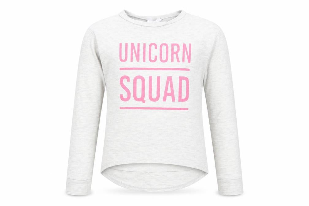 I Love Girlswear Unicorn Squad Grey Long Sleeve T-Shirt 9 Years