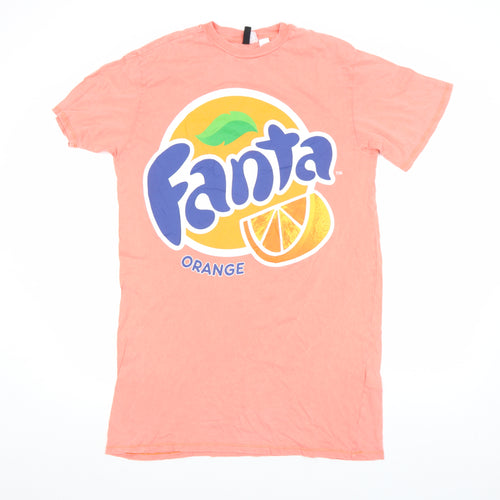 H&M Women’s Pink Fanta Graphic Nightshirt XS Cotton T-Shirt Style