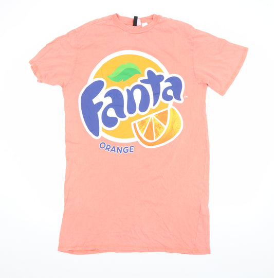 H&M Women’s Pink Fanta Graphic Nightshirt XS Cotton T-Shirt Style