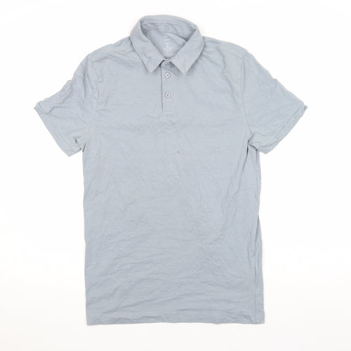 H&M Men's Grey Slim Fit Cotton Stretch Polo Shirt Size S