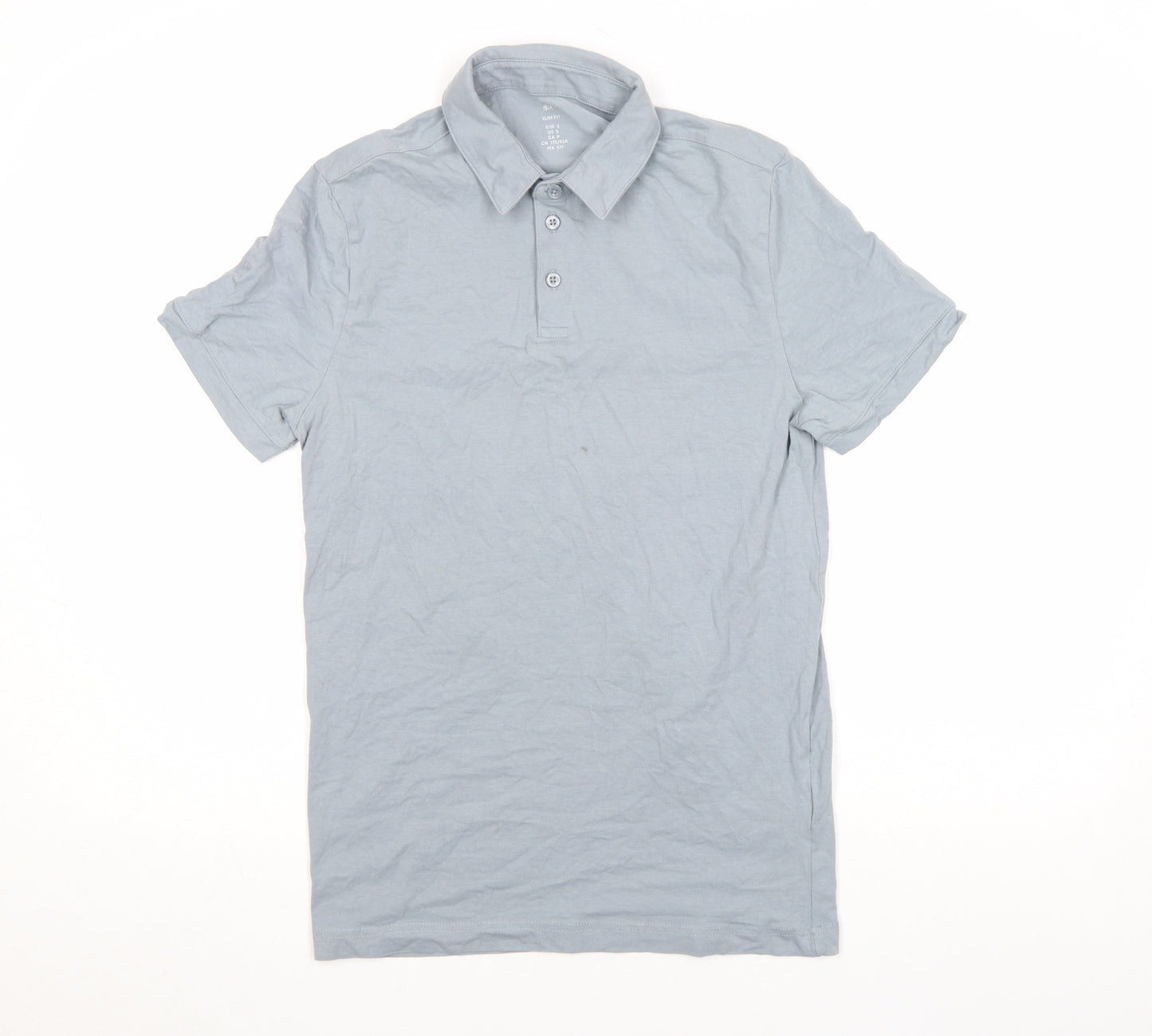 H&M Men's Grey Slim Fit Cotton Stretch Polo Shirt Size S