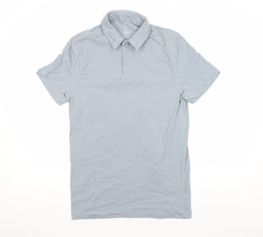 H&M Men's Grey Slim Fit Cotton Stretch Polo Shirt Size S