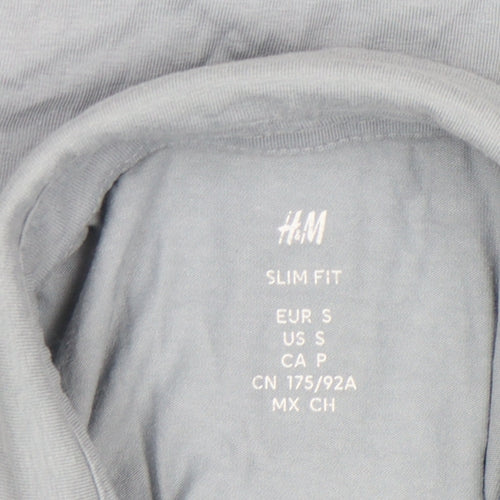 H&M Men's Grey Slim Fit Cotton Stretch Polo Shirt Size S
