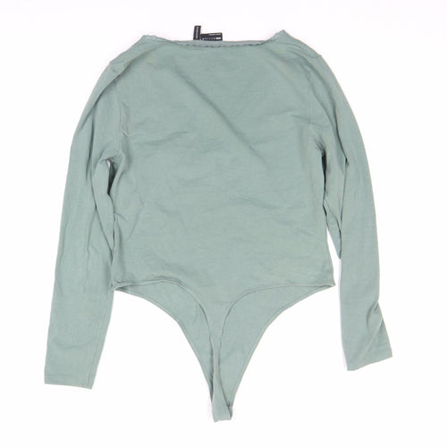 ASOS DESIGN Women’s Green Lace Trim V-Neck Long Sleeve Bodysuit Size 16