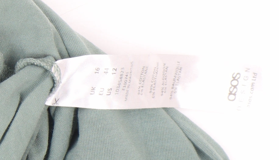 ASOS DESIGN Women’s Green Lace Trim V-Neck Long Sleeve Bodysuit Size 16