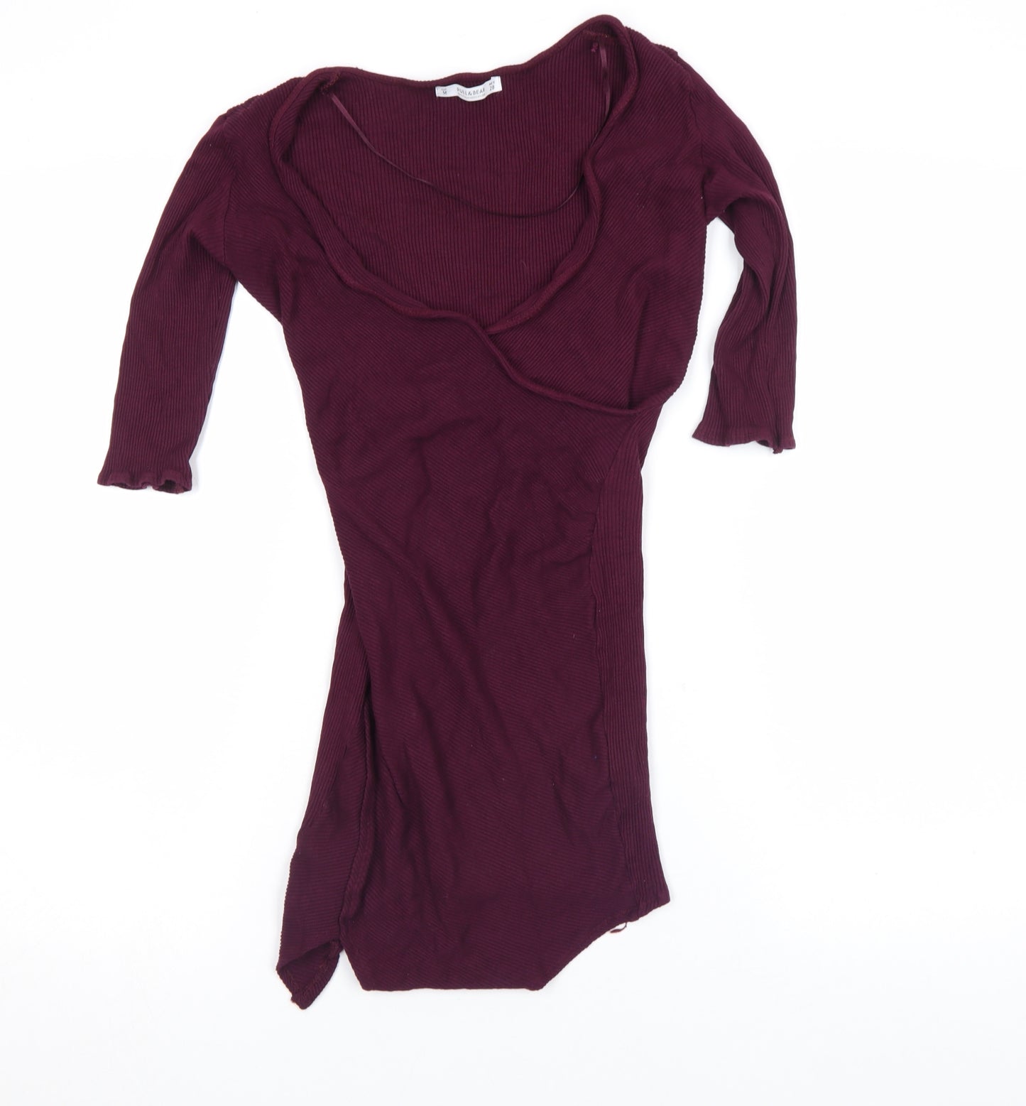 Pull & Bear Women Red Bodycon Knit Short Dress Size M