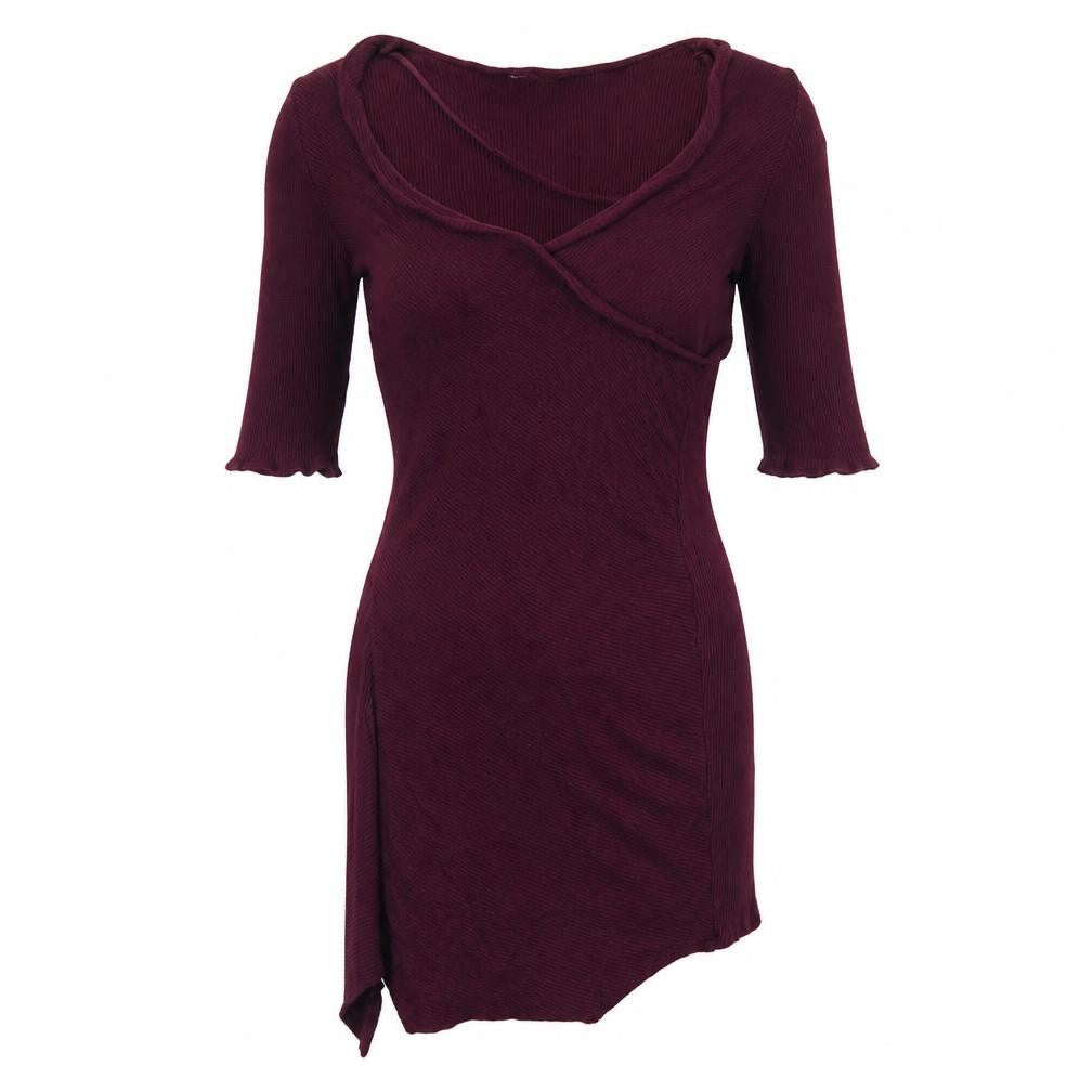 Pull&Bear Women Red Bodycon Knit Short Dress Size M