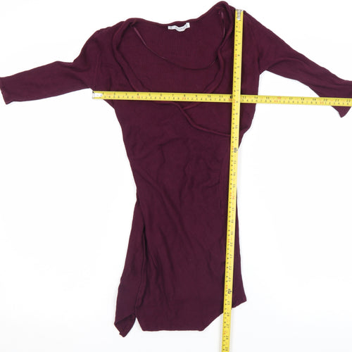 Pull & Bear Women Red Bodycon Knit Short Dress Size M