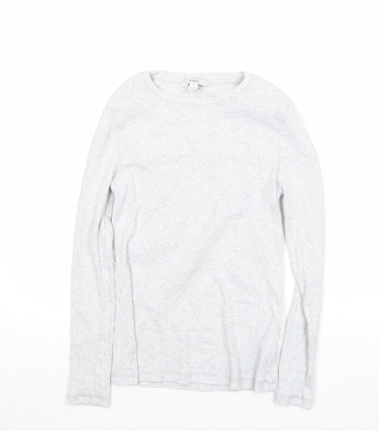 Marks and Spencer Women's Grey Long Sleeve Cotton Jersey T-Shirt Size 10