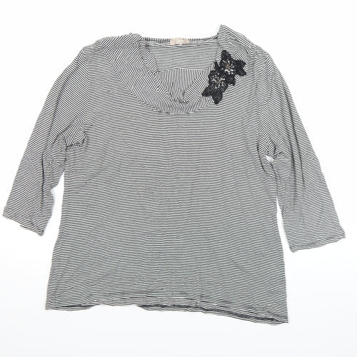 Soon Women’s Black Striped Cowl Neck Jersey Top Size 18