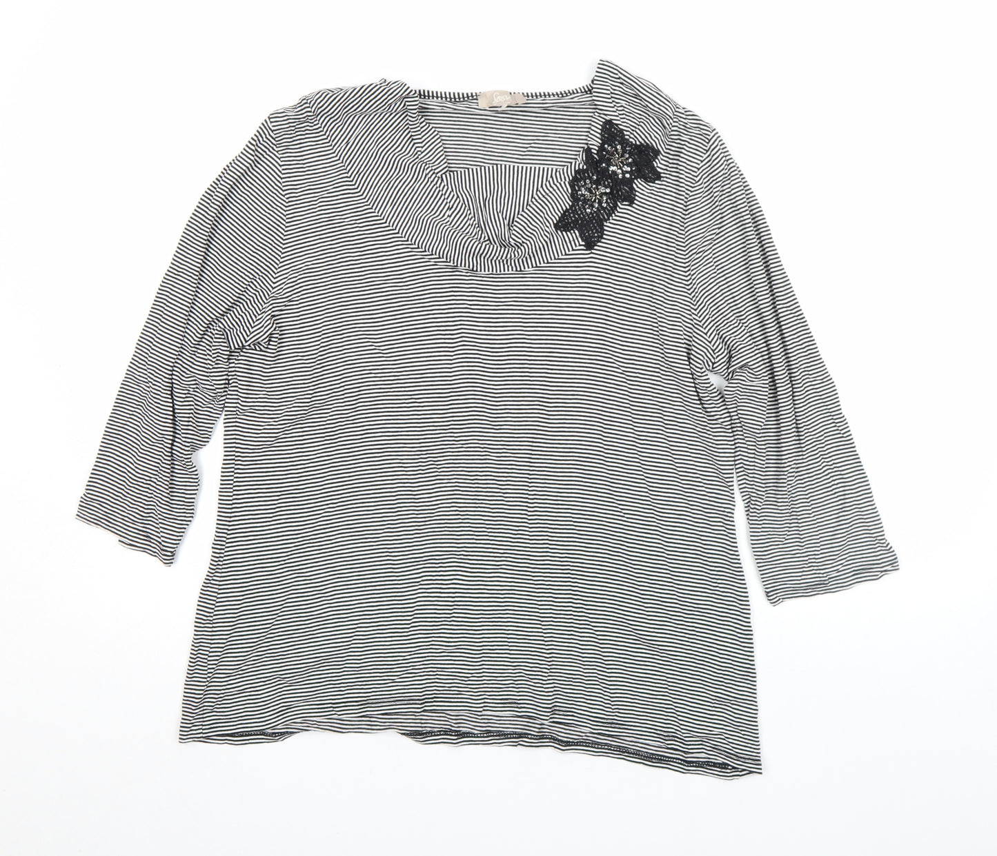 Soon Women’s Black Striped Cowl Neck Jersey Top Size 18