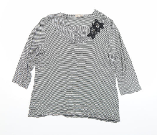 Soon Women’s Black Striped Cowl Neck Jersey Top Size 18