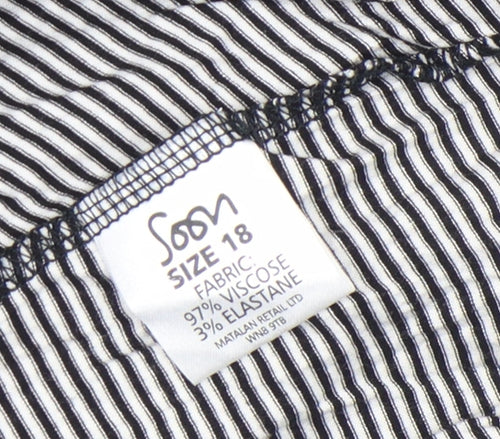 Soon Women’s Black Striped Cowl Neck Jersey Top Size 18