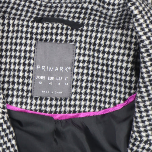 Primark Women’s Black Houndstooth Wool Blend Blazer Size 12