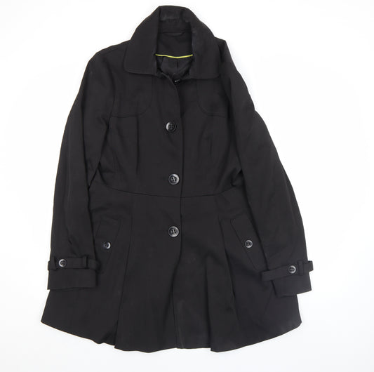 F&F Women Black Belted Trench Coat Size 14